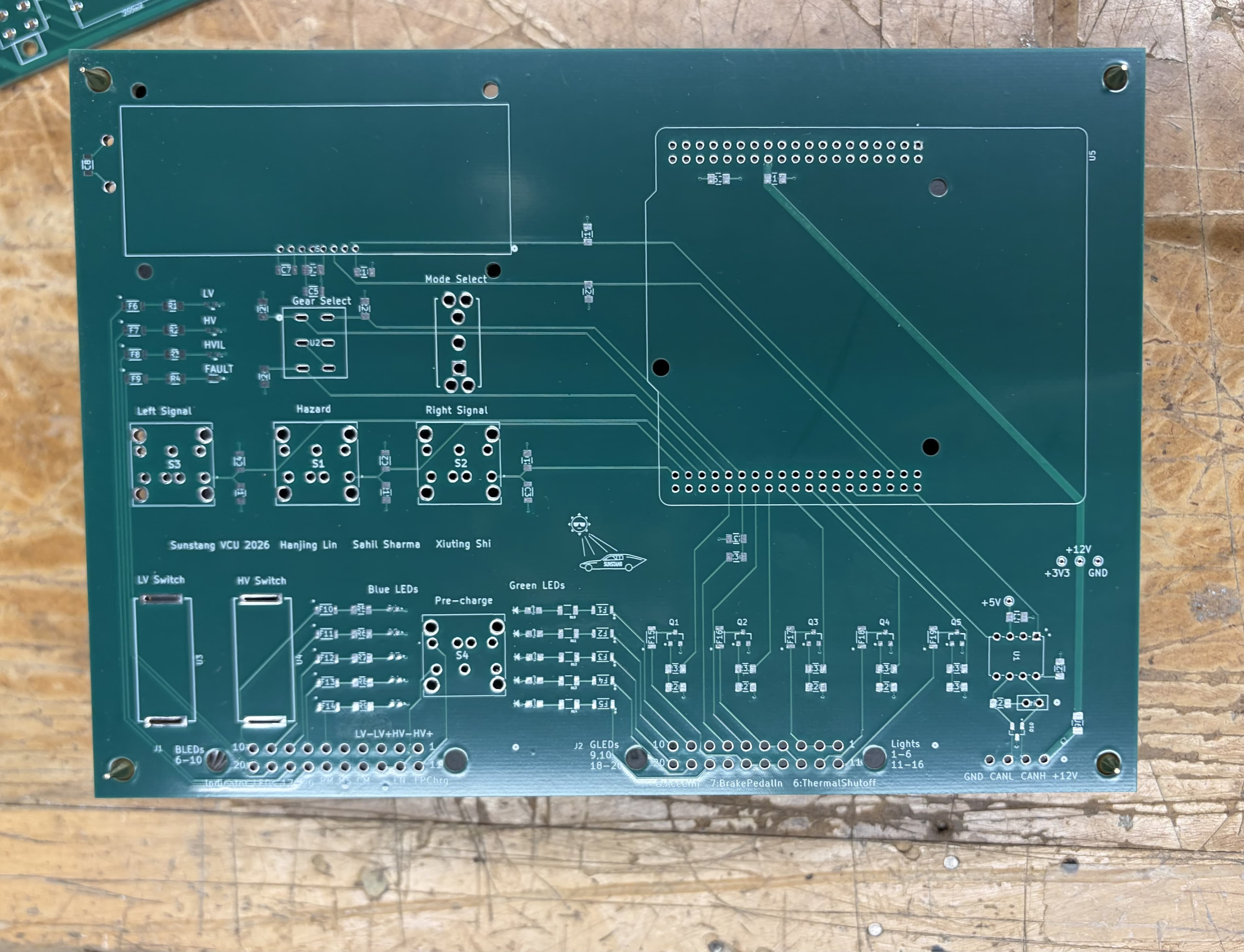 Assembled Sunstang vehicle control unit PCB