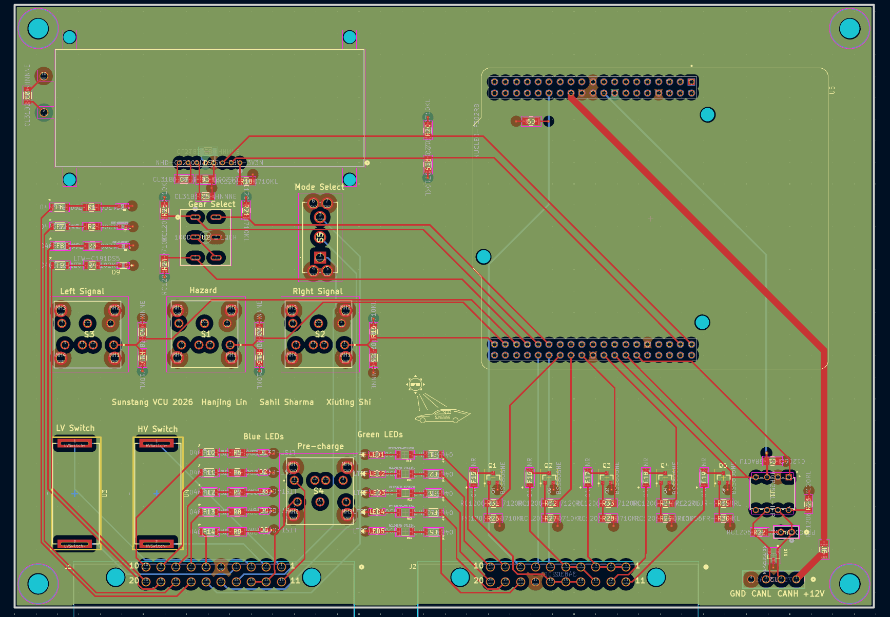 KiCad PCB layout for the Sunstang vehicle control unit
