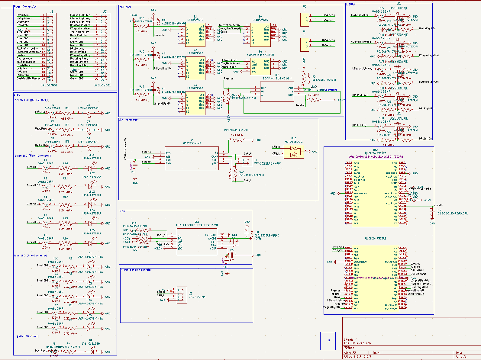 KiCad schematic for the Sunstang vehicle control unit